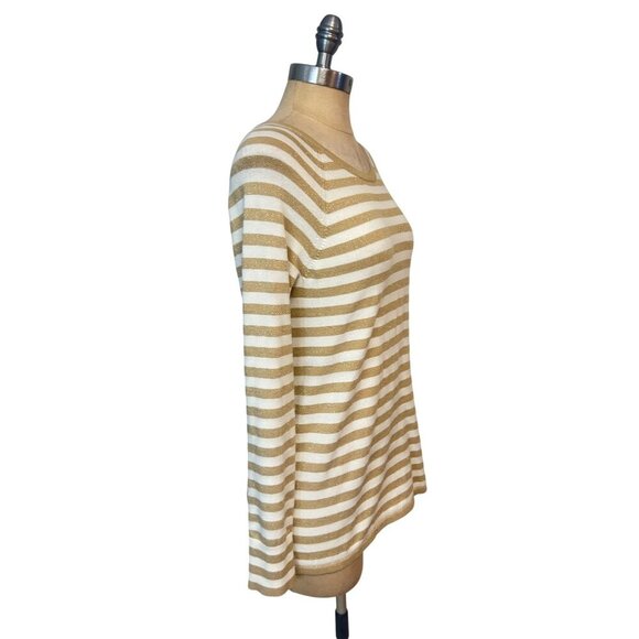 Lilly Pulitzer Dinah Crewneck Sweater Gold Stripe Medium - Picture 3 of 6